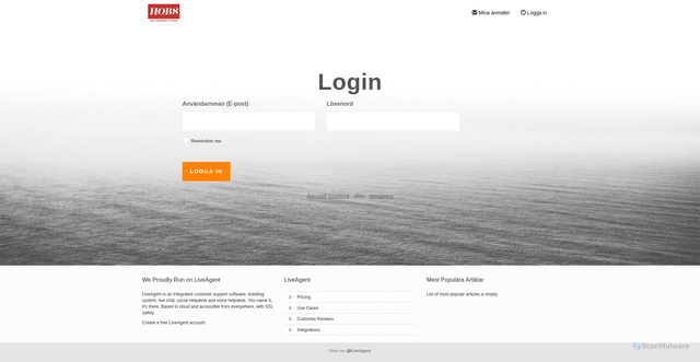 Security scan screenshot of https://hobs.liveagent.se/