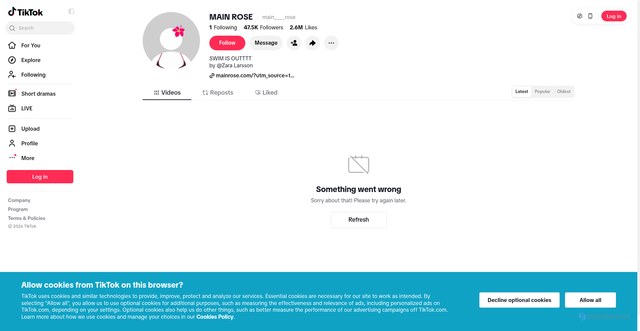 Security scan screenshot of https://www.tiktok.com/@main____rose?utm_source=Klaviyo&utm_medium=email&utm_campaign=lace%20teaser&_kx=M7Iq4H4-y5vK2kDmEvadKWBD_cNoB7tRv2zRLmQFPJw.SuD5J2