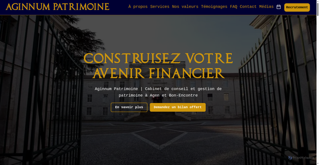 Security scan screenshot of https://aginnum-patrimoine.pages.dev/