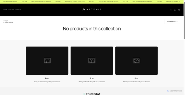 Security scan screenshot of https://artemisfit.store/collections/leggings
