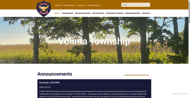 Security scan screenshot of https://www.voliniatownship.gov/
