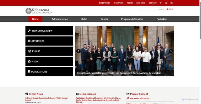 Security scan screenshot of https://nebraskajudicial.gov/