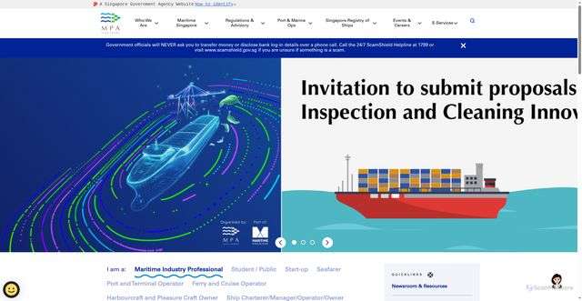 Security scan screenshot of https://www.mpa.gov.sg/home