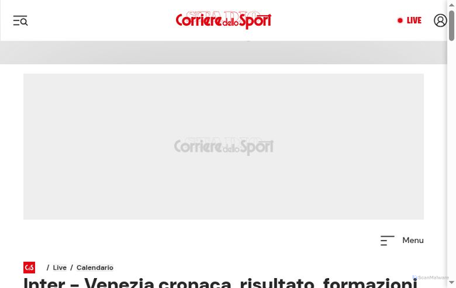 Security scan screenshot of https://www.corrieredellosport.it/live/partita/inter-venezia-2598747