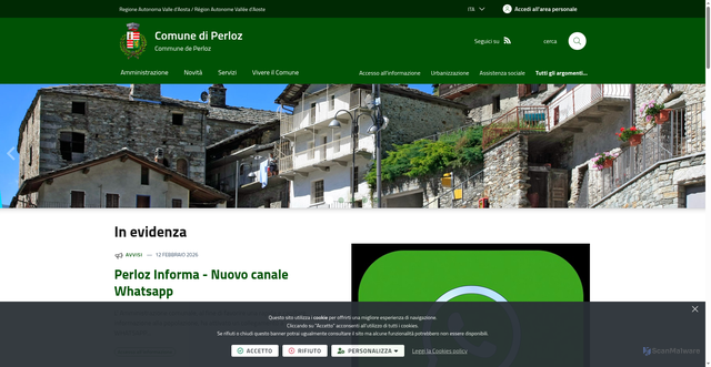 Security scan screenshot of https://www.comune.perloz.ao.it