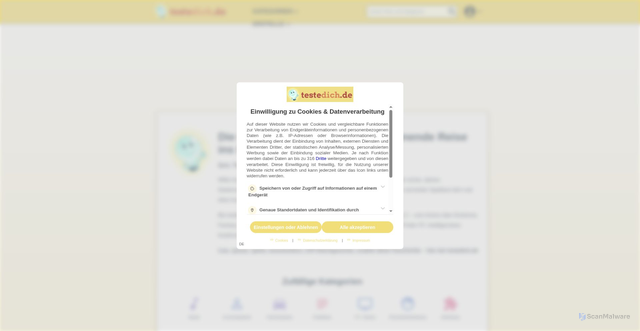 Security scan screenshot of https://www.testedich.de