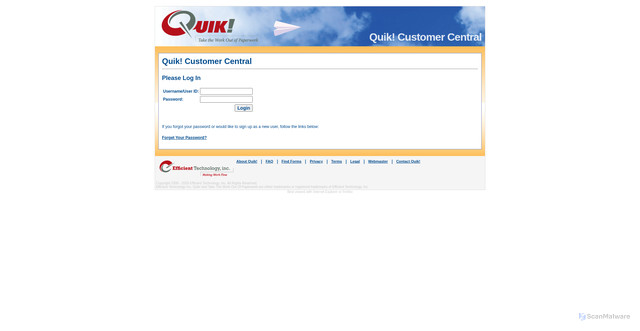 Security scan screenshot of https://qcc.quikforms.com