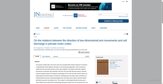 Security scan screenshot of https://www.jneurosci.org/content/2/11/1527