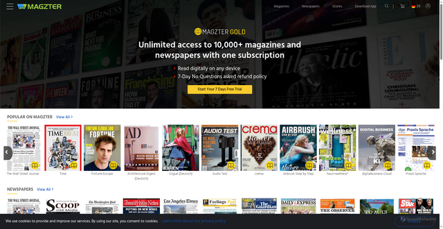 Security scan screenshot of https://www.magzter.com