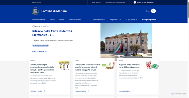 Security scan screenshot of https://www.comune.merlara.pd.it/