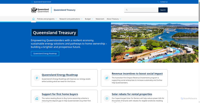 Security scan screenshot of https://www.treasury.qld.gov.au/