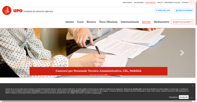 Security scan screenshot of https://www.uniupo.it/it