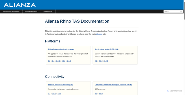 Security scan screenshot of https://docs.rhino.alianza.com