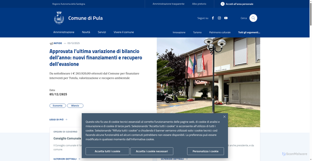 Security scan screenshot of https://www.comune.pula.ca.it/