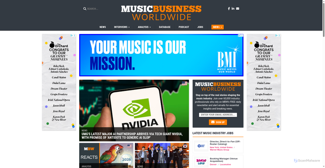 Security scan screenshot of https://musicbusinessworldwide.com