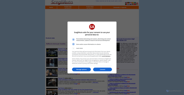 Security scan screenshot of https://scegliauto.com