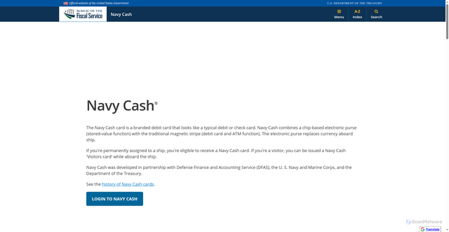Security scan screenshot of https://fiscal.treasury.gov/navy-cash/