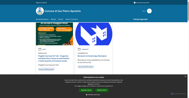 Security scan screenshot of https://www.comune.sanpietroapostolo.cz.it