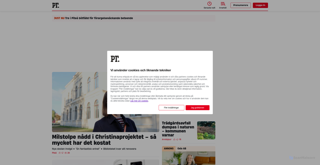 Security scan screenshot of https://pt.se