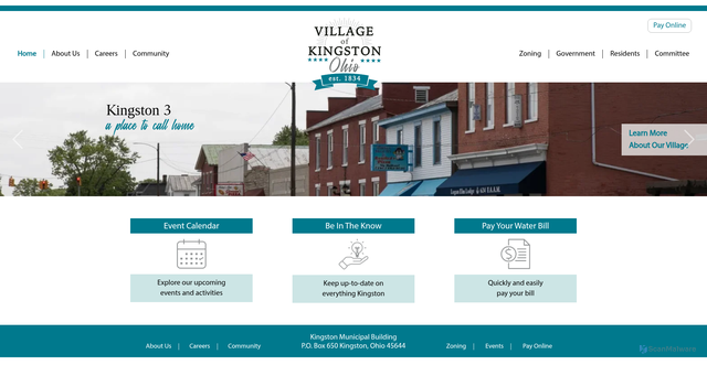 Security scan screenshot of https://www.villageofkingstonohio.gov/
