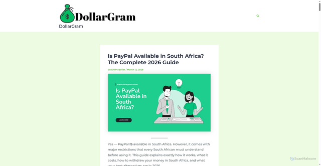 Security scan screenshot of https://dollargram.online/is-paypal-available-in-south-africa/