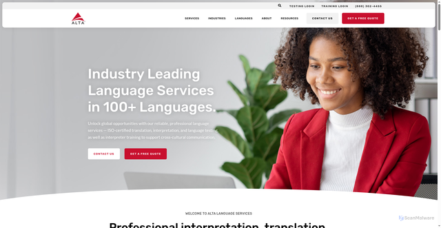 Security scan screenshot of https://altalang.com