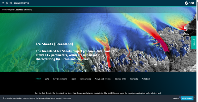 Security scan screenshot of https://climate.esa.int/en/projects/ice-sheets-greenland/