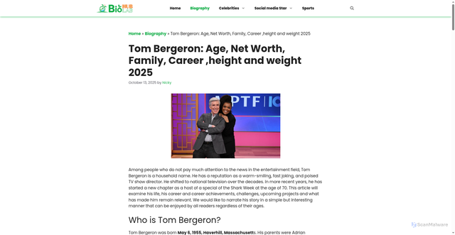 Security scan screenshot of https://biohublab.com/tom-bergeron/