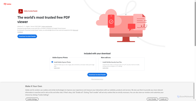 Security scan screenshot of https://get.adobe.com/reader/