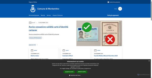 Security scan screenshot of https://www.comune.montemitro.cb.it/it