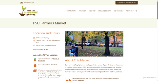Security scan screenshot of https://www.portlandfarmersmarket.org/our-markets/psu/