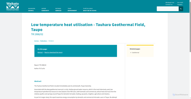 Security scan screenshot of https://www.waikatoregion.govt.nz/services/publications/tr198802/