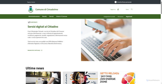 Security scan screenshot of https://comune.cimadolmo.tv.it/
