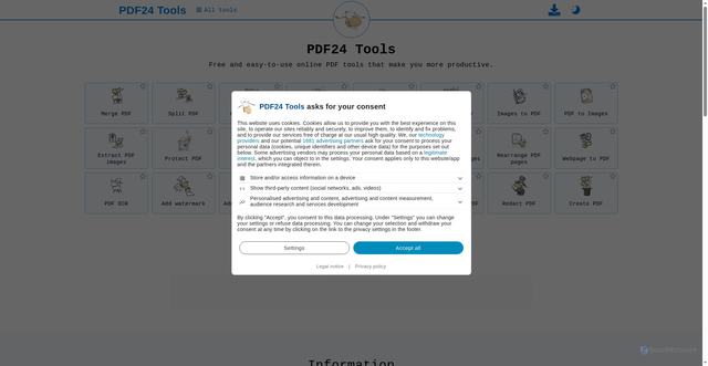 Security scan screenshot of https://filetools24.pdf24.org