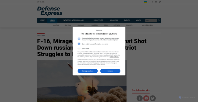 Security scan screenshot of https://en.defence-ua.com/news/f_16_mirage_or_mobile_sam_what_shot_down_russian_su_35_and_why_patriot_struggles_to_hit_it-14780.html