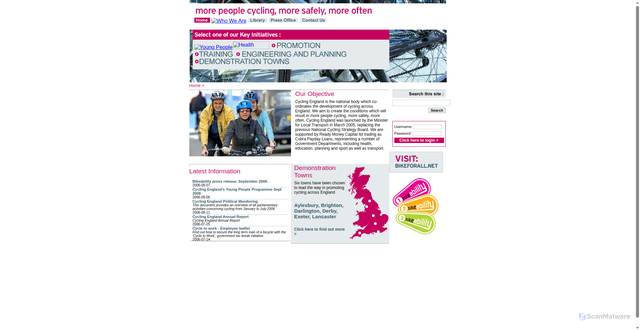 Security scan screenshot of http://cyclingengland.co.uk/