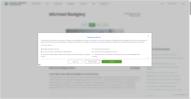 Security scan screenshot of https://fantasyfootballcalculator.com/players/michael-badgley/news