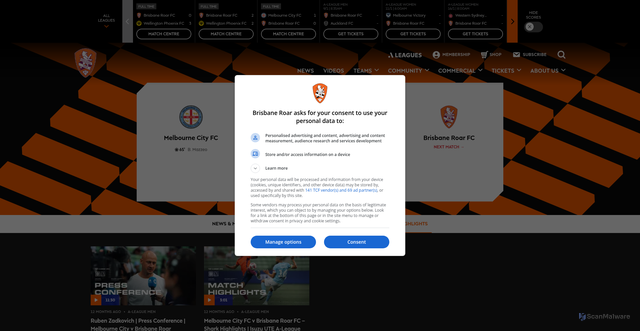 Security scan screenshot of https://brisbaneroar.com.au/match/a-league-men/melbourne-city-vs-brisbane-roar-11-01-2025/