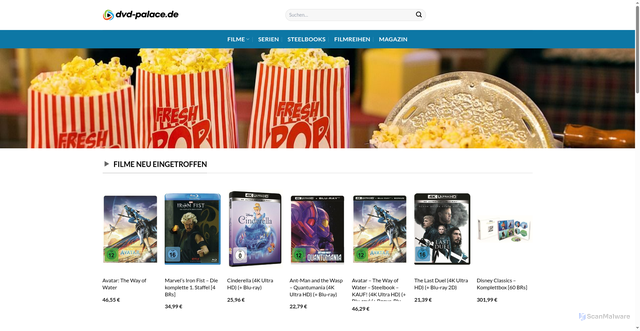 Security scan screenshot of https://www.dvd-palace.de