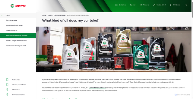 Security scan screenshot of https://www.castrol.com/en_us/united-states/home/learn/car-maintenance/what-kind-of-oil-does-my-car-need.html
