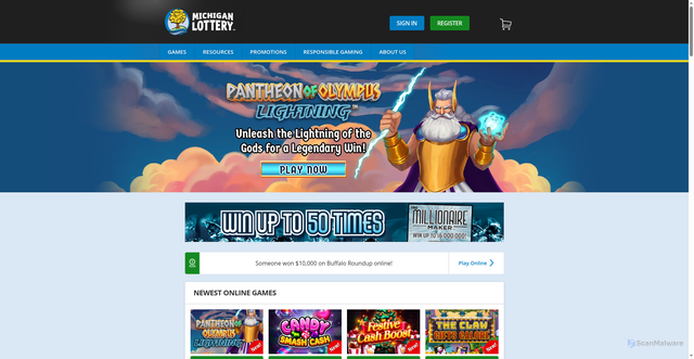 Security scan screenshot of https://info.michiganlottery.com