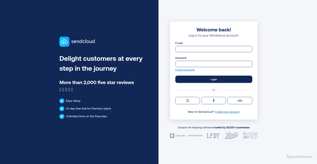 Security scan screenshot of https://app.sendcloud.com