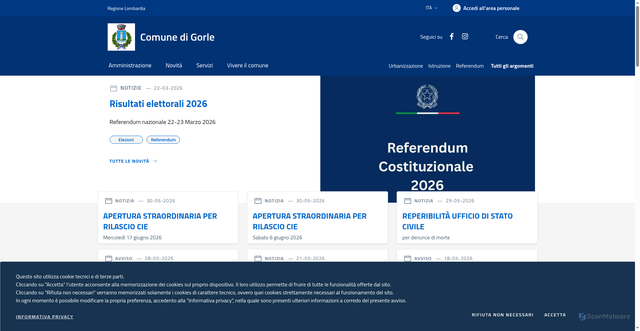 Security scan screenshot of https://www.comune.gorle.bg.it