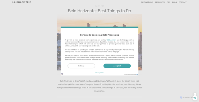Security scan screenshot of https://www.laidbacktrip.com/posts/belo-horizonte-things-to-do