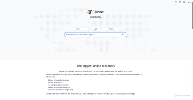 Security scan screenshot of https://da.glosbe.com
