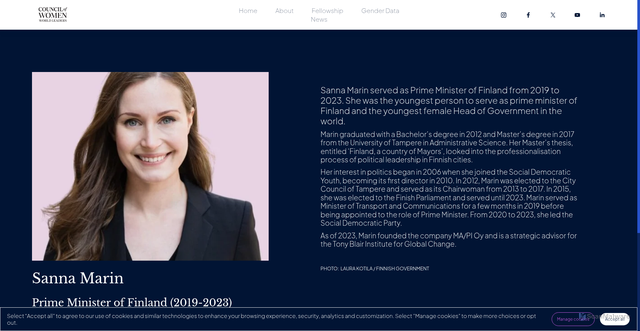 Security scan screenshot of https://www.councilwomenworldleaders.org/sanna-marin