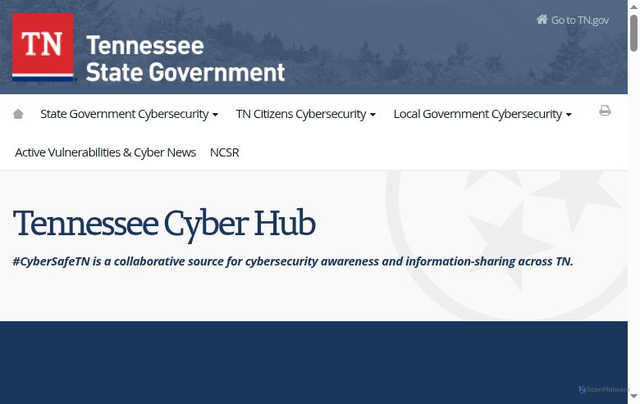 Security scan screenshot of http://cybersafetn.gov/