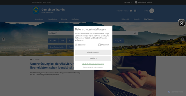Security scan screenshot of https://www.comune.termeno.bz.it/de