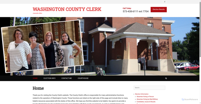 Security scan screenshot of https://www.washcoclerkmo.gov/