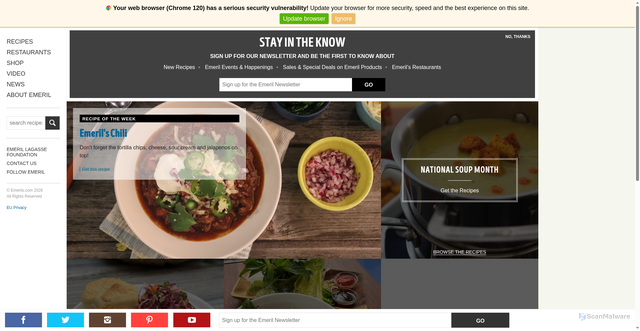 Security scan screenshot of https://www.emerils.com/